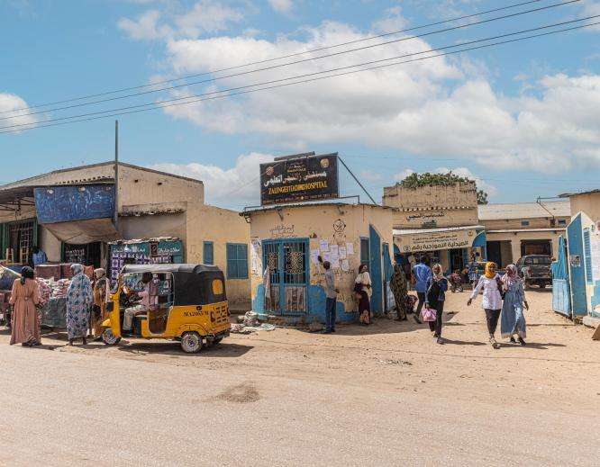 Zalingei teaching hospital entrance, Zalingei, Central Darfur state, Sudan.
